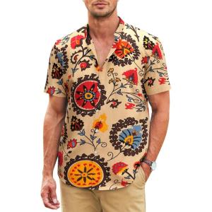 imageCOOFANDY Mens Muscle Fit Dress Shirts Banded Collar Casual Button Down ShirtsVintage