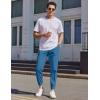 imageCOOFANDY Mens Casual Joggers Pants Cotton Elastic Waist Drawstring Chino Cargo Pants Hiking Outdoor Track SweatpantsLake Blue