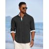 imageCOOFANDY Mens Dress Shirt Wrinkle Free Regular Fit Stretch Long Sleeve Button Down ShirtsBlack Onyx