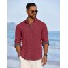 imageCOOFANDY Mens Dress Shirt Wrinkle Free Regular Fit Stretch Long Sleeve Button Down ShirtsRed Dahlia