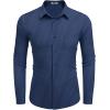 imageCOOFANDY Mens Dress Shirts Wrinkle Free Long Sleeve Button Down Shirts Formal Business ShirtWhite Patterned Blue