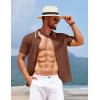 imageCOOFANDY Mens Knit Short Sleeve Button Down Shirt Vintage Polo Shirt Casual Summer Beach ShirtsAcorn