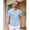 imageCOOFANDY Mens Knit Short Sleeve Button Down Shirt Vintage Polo Shirt Casual Summer Beach ShirtsAngel Falls
