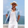 imageCOOFANDY Mens Knit Short Sleeve Button Down Shirt Vintage Polo Shirt Casual Summer Beach ShirtsAngel Falls