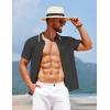 imageCOOFANDY Mens Knit Short Sleeve Button Down Shirt Vintage Polo Shirt Casual Summer Beach ShirtsBlack