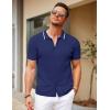 imageCOOFANDY Mens Knit Short Sleeve Button Down Shirt Vintage Polo Shirt Casual Summer Beach ShirtsBlack Iris