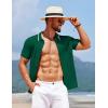 imageCOOFANDY Mens Knit Short Sleeve Button Down Shirt Vintage Polo Shirt Casual Summer Beach ShirtsEvergreen