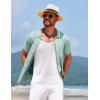 imageCOOFANDY Mens Knit Short Sleeve Button Down Shirt Vintage Polo Shirt Casual Summer Beach ShirtsGossamer Green