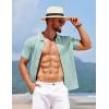 imageCOOFANDY Mens Knit Short Sleeve Button Down Shirt Vintage Polo Shirt Casual Summer Beach ShirtsGossamer Green