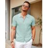 imageCOOFANDY Mens Knit Short Sleeve Button Down Shirt Vintage Polo Shirt Casual Summer Beach ShirtsGossamer Green