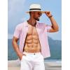 imageCOOFANDY Mens Knit Short Sleeve Button Down Shirt Vintage Polo Shirt Casual Summer Beach ShirtsIcy Pink