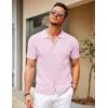imageCOOFANDY Mens Knit Short Sleeve Button Down Shirt Vintage Polo Shirt Casual Summer Beach ShirtsIcy Pink