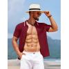 imageCOOFANDY Mens Knit Short Sleeve Button Down Shirt Vintage Polo Shirt Casual Summer Beach ShirtsRed Dahlia