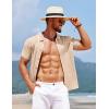 imageCOOFANDY Mens Knit Short Sleeve Button Down Shirt Vintage Polo Shirt Casual Summer Beach ShirtsSesame