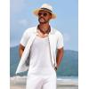 imageCOOFANDY Mens Knit Short Sleeve Button Down Shirt Vintage Polo Shirt Casual Summer Beach ShirtsWhite