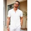 imageCOOFANDY Mens Knit Short Sleeve Button Down Shirt Vintage Polo Shirt Casual Summer Beach ShirtsWhite