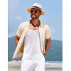 imageCOOFANDY Mens Knit Short Sleeve Button Down Shirt Vintage Polo Shirt Casual Summer Beach ShirtsWood Ash
