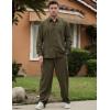 imageCOOFANDY Mens Linen Sets 2 Piece Long Sleeve Button Down Cuban Shirt and Pants Set Summer Beach Set OutfitsArmy Green