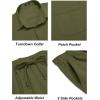 imageCOOFANDY Mens Linen Sets 2 Piece Long Sleeve Button Down Cuban Shirt and Pants Set Summer Beach Set OutfitsArmy Green
