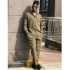imageCOOFANDY Mens Linen Sets 2 Piece Long Sleeve Button Down Cuban Shirt and Pants Set Summer Beach Set OutfitsArmy Green