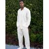 imageCOOFANDY Mens Linen Sets 2 Piece Long Sleeve Button Down Cuban Shirt and Pants Set Summer Beach Set OutfitsBeige