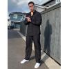 imageCOOFANDY Mens Linen Sets 2 Piece Long Sleeve Button Down Cuban Shirt and Pants Set Summer Beach Set OutfitsBlack