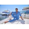 imageCOOFANDY Mens Linen Sets 2 Piece Long Sleeve Button Down Cuban Shirt and Pants Set Summer Beach Set OutfitsBlue