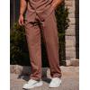 imageCOOFANDY Mens Linen Sets 2 Piece Long Sleeve Button Down Cuban Shirt and Pants Set Summer Beach Set OutfitsBrown