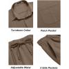 imageCOOFANDY Mens Linen Sets 2 Piece Long Sleeve Button Down Cuban Shirt and Pants Set Summer Beach Set OutfitsBrown