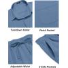 imageCOOFANDY Mens Linen Sets 2 Piece Long Sleeve Button Down Cuban Shirt and Pants Set Summer Beach Set OutfitsDenim Blue
