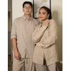 imageCOOFANDY Mens Linen Sets 2 Piece Long Sleeve Button Down Cuban Shirt and Pants Set Summer Beach Set OutfitsKhaki