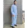 imageCOOFANDY Mens Linen Sets 2 Piece Long Sleeve Button Down Cuban Shirt and Pants Set Summer Beach Set OutfitsLight Blue