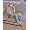 imageCOOFANDY Mens Linen Sets 2 Piece Long Sleeve Button Down Cuban Shirt and Pants Set Summer Beach Set OutfitsLight Grey