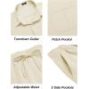 imageCOOFANDY Mens Linen Sets 2 Piece Long Sleeve Button Down Cuban Shirt and Pants Set Summer Beach Set OutfitsLight Khaki