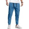 imageCOOFANDY Mens Casual Joggers Pants Cotton Elastic Waist Drawstring Chino Cargo Pants Hiking Outdoor Track SweatpantsLake Blue