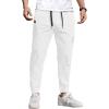 imageCOOFANDY Mens Casual Joggers Pants Cotton Elastic Waist Drawstring Chino Cargo Pants Hiking Outdoor Track SweatpantsWhite