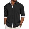 imageCOOFANDY Mens Dress Shirt Wrinkle Free Regular Fit Stretch Long Sleeve Button Down ShirtsBlack Onyx