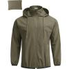 imageCOOFANDY Mens Packable Rain Jacket Lightweight Waterproof Raincoat with Hood Travel Hiking Golf WindbreakerArmy Green