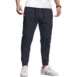 imageCOOFANDY Mens Casual Joggers Pants Cotton Elastic Waist Drawstring Chino Cargo Pants Hiking Outdoor Track SweatpantsLight Blue
