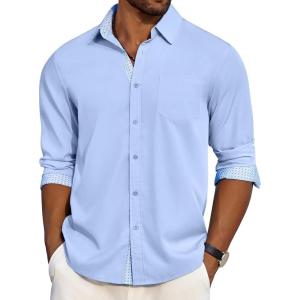 imageCOOFANDY Mens Dress Shirt Wrinkle Free Regular Fit Stretch Long Sleeve Button Down ShirtsAngel Falls