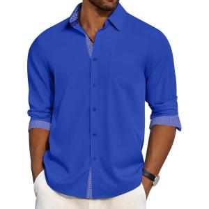 imageCOOFANDY Mens Dress Shirt Wrinkle Free Regular Fit Stretch Long Sleeve Button Down ShirtsBlack Iris