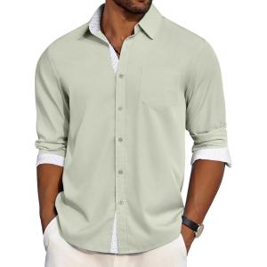 imageCOOFANDY Mens Dress Shirt Wrinkle Free Regular Fit Stretch Long Sleeve Button Down ShirtsSea Foam