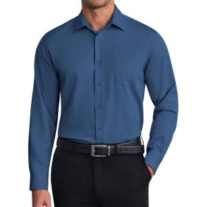 imageCOOFANDY Mens Dress Shirts Wrinkle Free Long Sleeve Button Down Shirt Formal Business ShirtsDark Blue