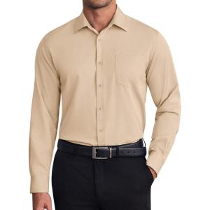 imageCOOFANDY Mens Dress Shirts Wrinkle Free Long Sleeve Button Down Shirt Formal Business ShirtsLight Khaki