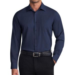 imageCOOFANDY Mens Dress Shirts Wrinkle Free Long Sleeve Button Down Shirt Formal Business ShirtsNavy Blue