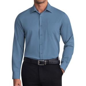 imageCOOFANDY Mens Dress Shirts Wrinkle Free Long Sleeve Button Down Shirt Formal Business ShirtsSlate Blue