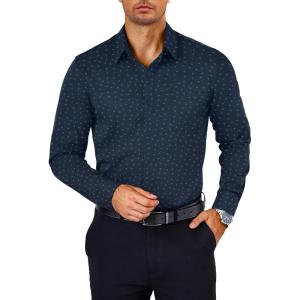 imageCOOFANDY Mens Dress Shirts Wrinkle Free Long Sleeve Button Down Shirts Formal Business ShirtBlue Anchor