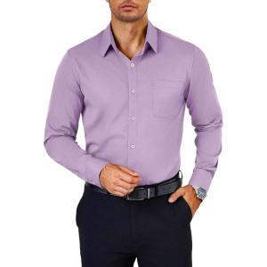 imageCOOFANDY Mens Dress Shirts Wrinkle Free Long Sleeve Button Down Shirts Formal Business ShirtLavender