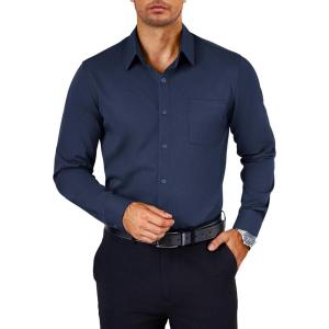 imageCOOFANDY Mens Dress Shirts Wrinkle Free Long Sleeve Button Down Shirts Formal Business ShirtNavy Blue