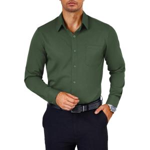 imageCOOFANDY Mens Dress Shirts Wrinkle Free Long Sleeve Button Down Shirts Formal Business ShirtOlive Green